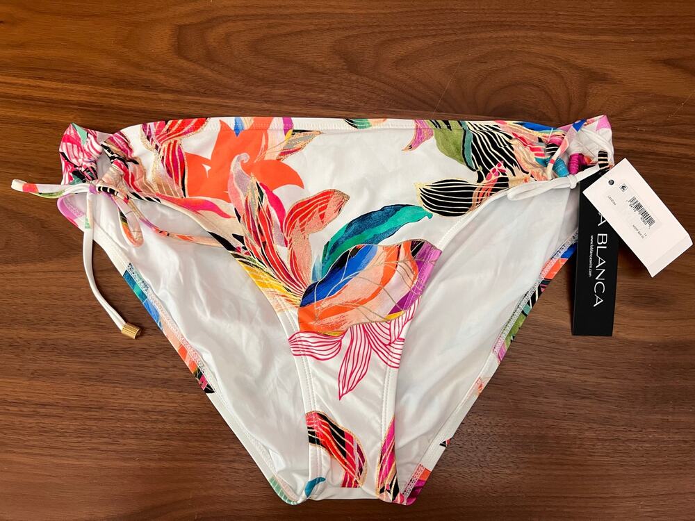 La Blanca Tropical Floral Side Tie Bikini Bottom Size 14 NWT